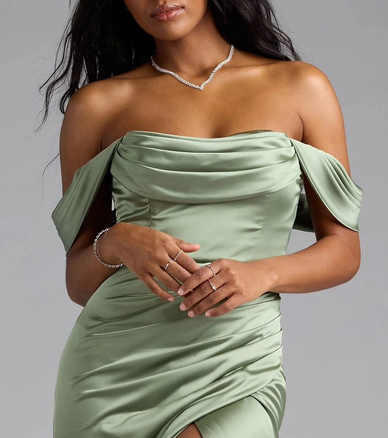 sloane satin corset formal dress White Strapless Draped Bodycon Maxi Dress S / White main image 0
