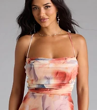 Korey Lace-Up Mermaid Abstract Formal Dress