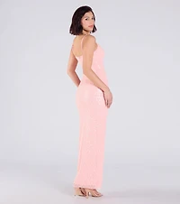 Dovie Sequin Beaded Mesh Column Dress