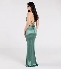 Emmie Lace-Up Mermaid Satin Formal Dress
