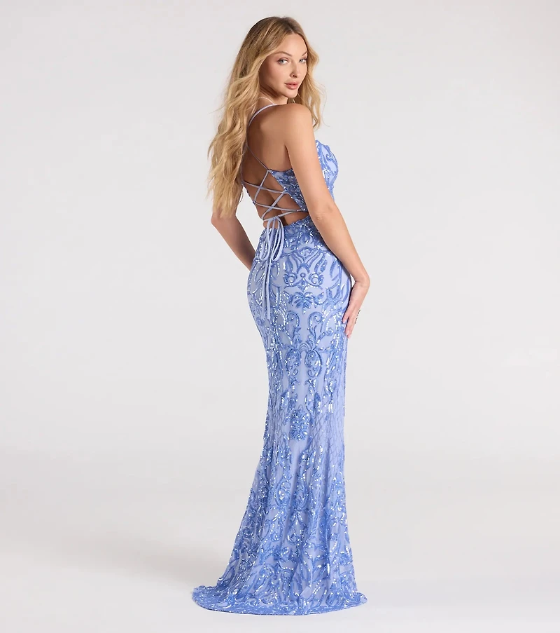 lucille formal satin mermaid dress Lucille Formal Lace Mermaid Dress main image 0