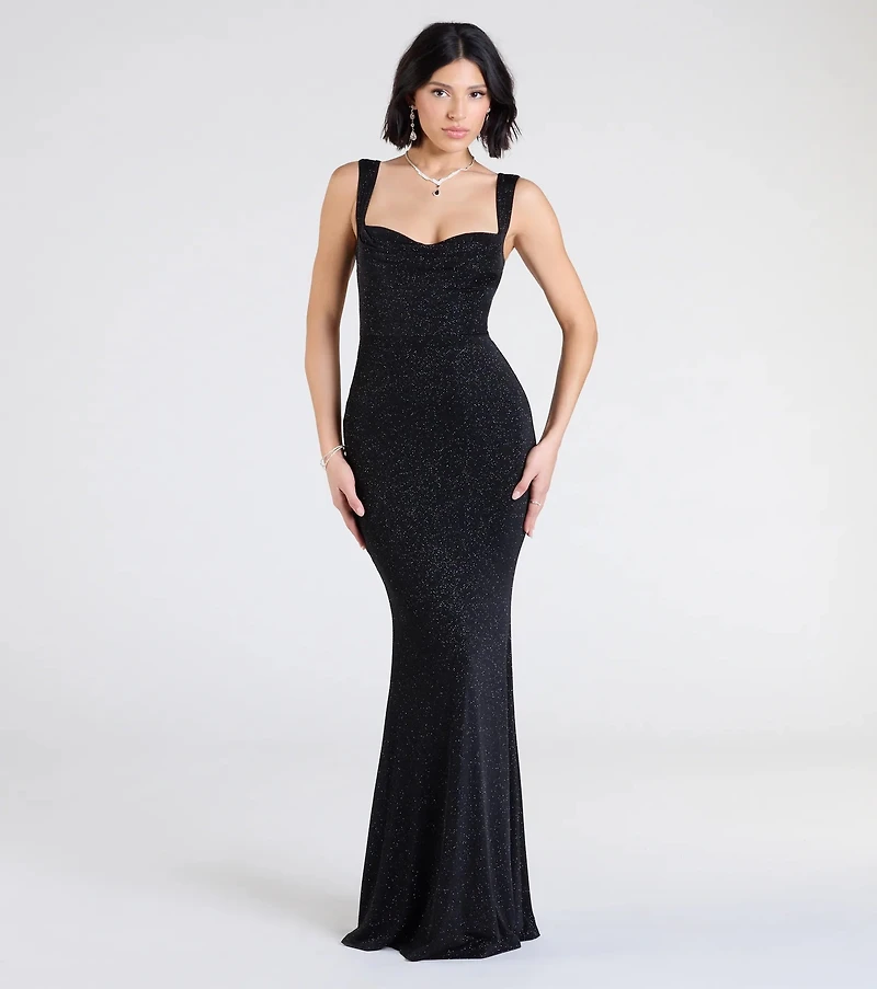 Shelia Lace-Up Mermaid Glitter Formal Dress