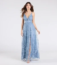Ayva A-Line Glitter Sequin Tulle Formal Dress