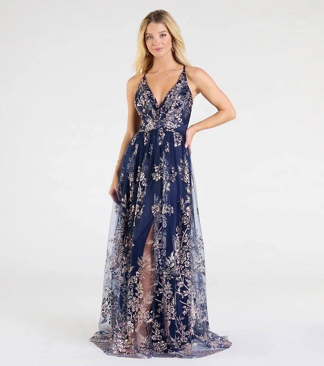 Windsor Ayva A-Line Glitter Sequin Tulle Formal Dress at Hamilton Place in Chattanooga, TN