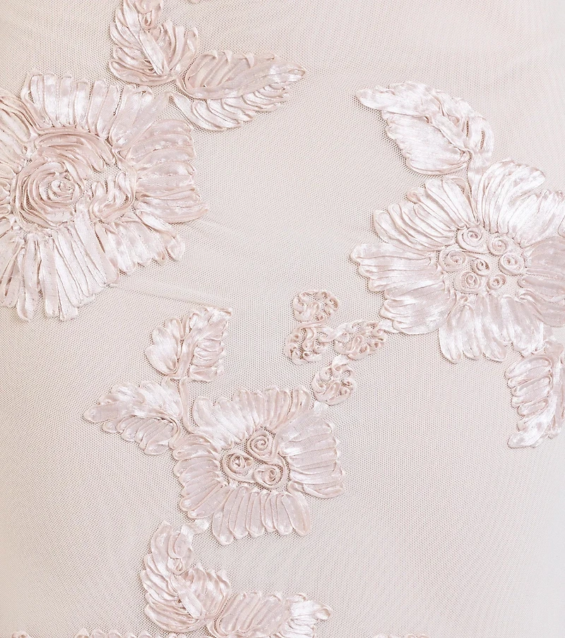 Gabi Lace-Up Floral Trim Mermaid Formal Dress