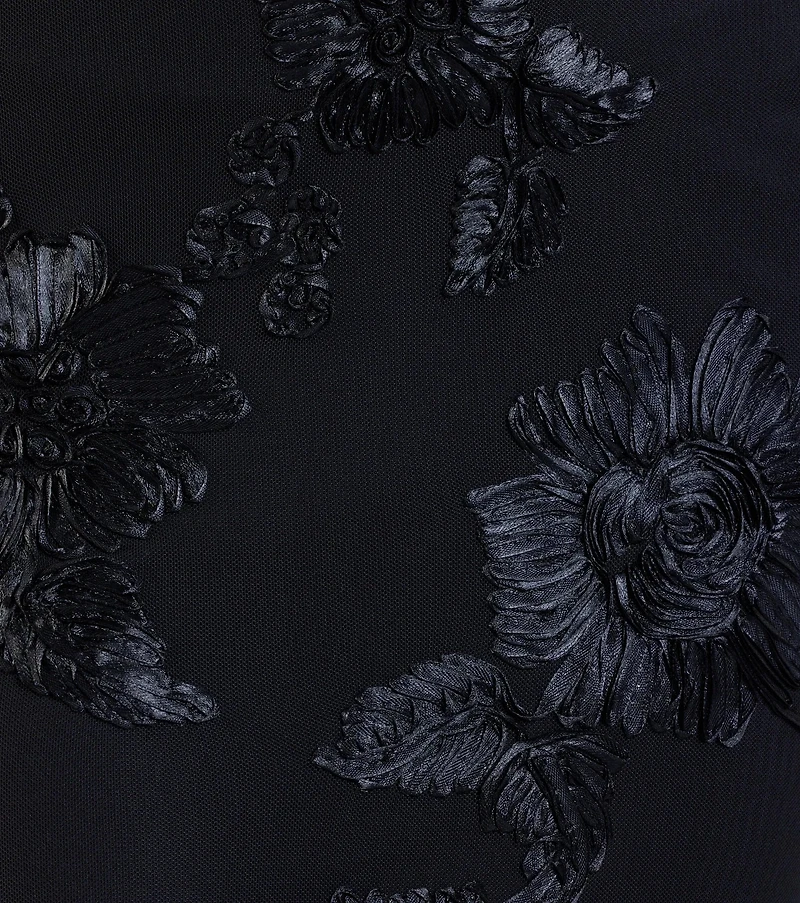 Gabi Lace-Up Floral Trim Mermaid Formal Dress