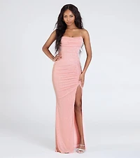 Diane Lace-Up Slit Mermaid Glitter Formal Dress
