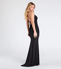Brigitta Glitter Lace-Up Mermaid Dress