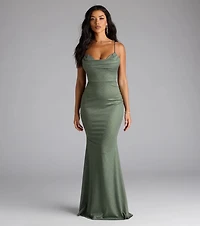 Acacia Glitter Knit Cowl Neck Mermaid Dress