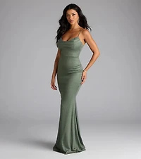 Acacia Glitter Knit Cowl Neck Mermaid Dress