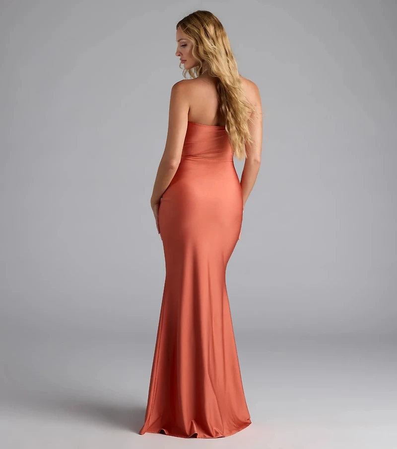 Cheryl Strapless Slit Mermaid Formal Dress