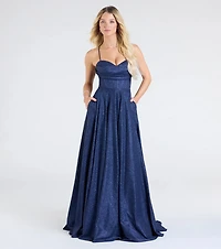 Hattie Glitter Corset Lace-Up Ball Gown
