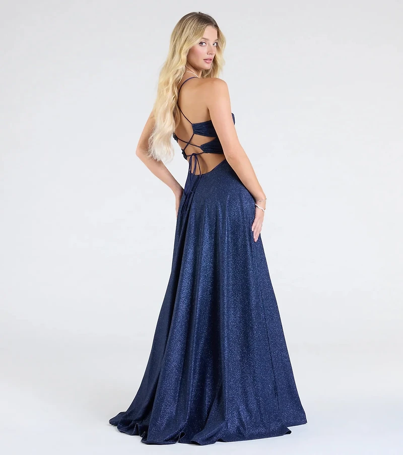 Hattie Glitter Corset Lace-Up Ball Gown