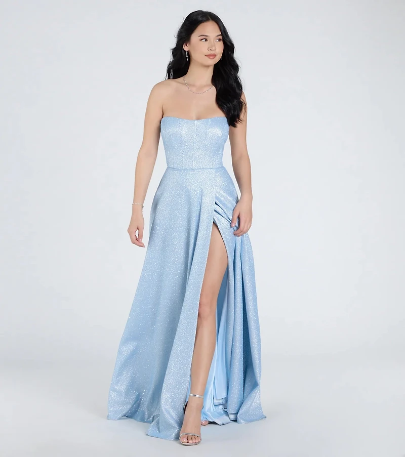 Windsor Charlotte Strapless Corset A-Line Glitter Formal Dress | Arden Fair
