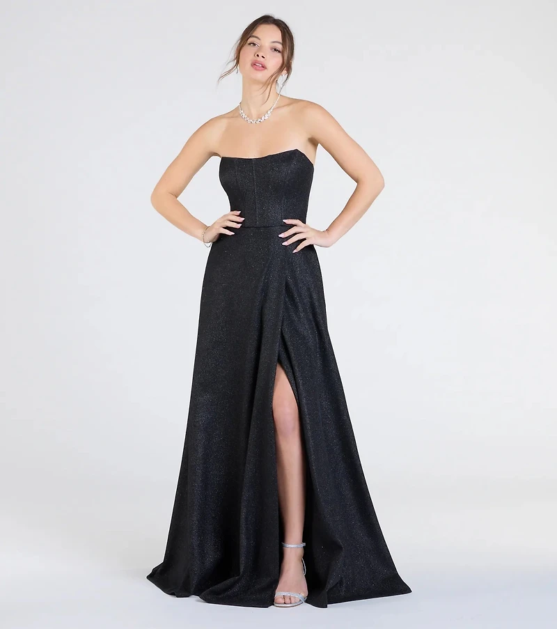 Windsor Charlotte Strapless Corset A-Line Glitter Formal Dress | Arden Fair Windsor Charlotte Strapless Corset A-Line Glitter Formal Dress | Arden Fair