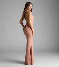 Tatiana Lace-Up Mermaid Glitter Formal Dress