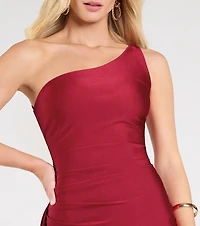 Isabella One-Shoulder Ruffle Slit Formal Dress
