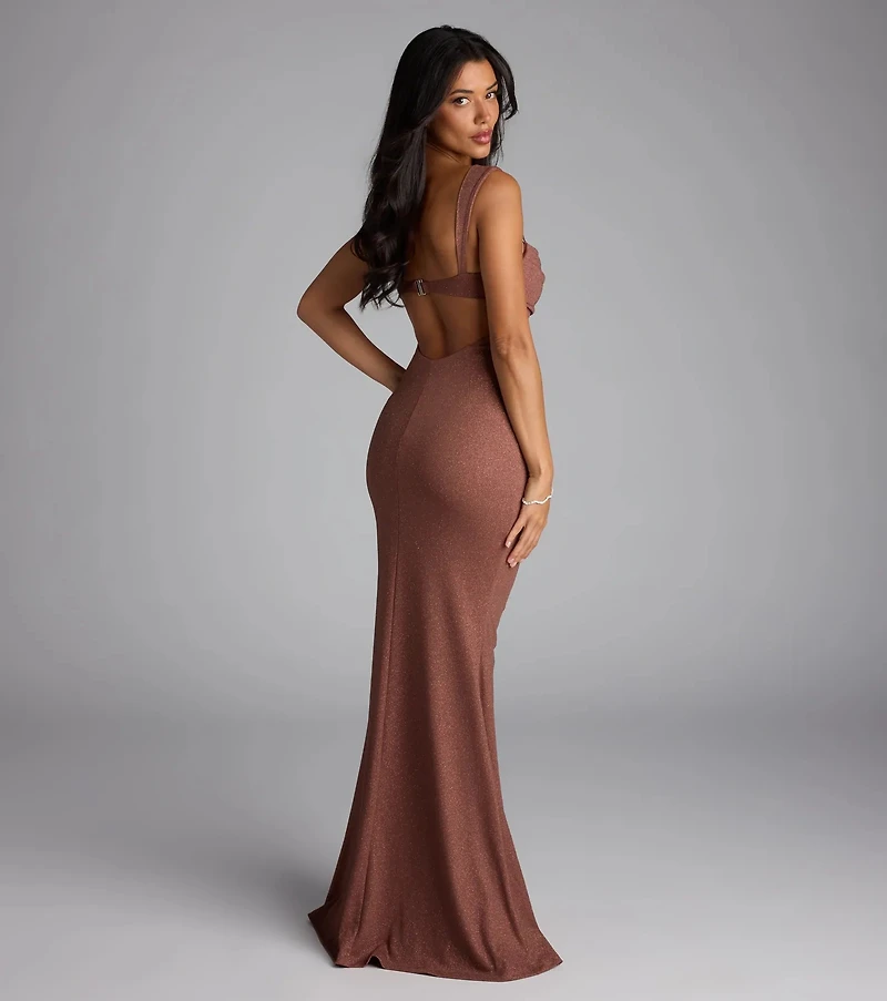 Catherine Open Back Mermaid Glitter Formal Dress