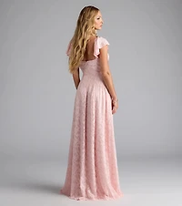 Vittoria Flutter Sleeve A-Line Chiffon Formal Dress