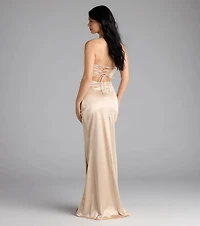 Elenora Lace-Up Mermaid Satin Formal Dress