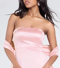 Santana Strapless Scarf Mermaid Satin Formal Dress