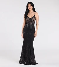 Lindsay Corset Mermaid Sequin Glitter Formal Dress
