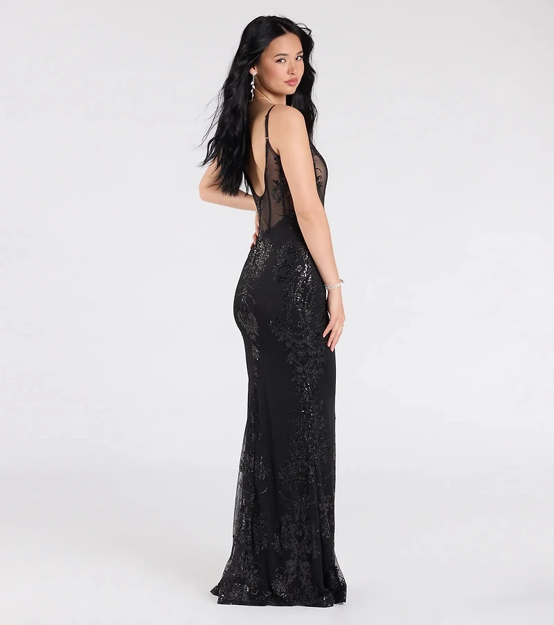 Lindsay Corset Mermaid Sequin Glitter Formal Dress
