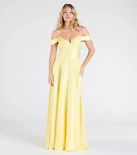 Alira Cold Shoulder A-Line Satin Formal Dress