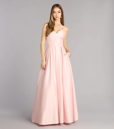 Kayce Satin Corset Lace-Up Ball Gown