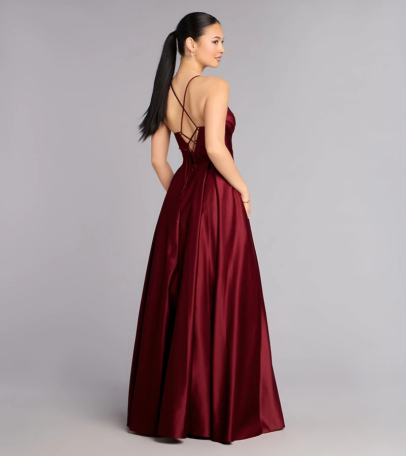 Kaitlynn Satin Lace-Up Ball Gown