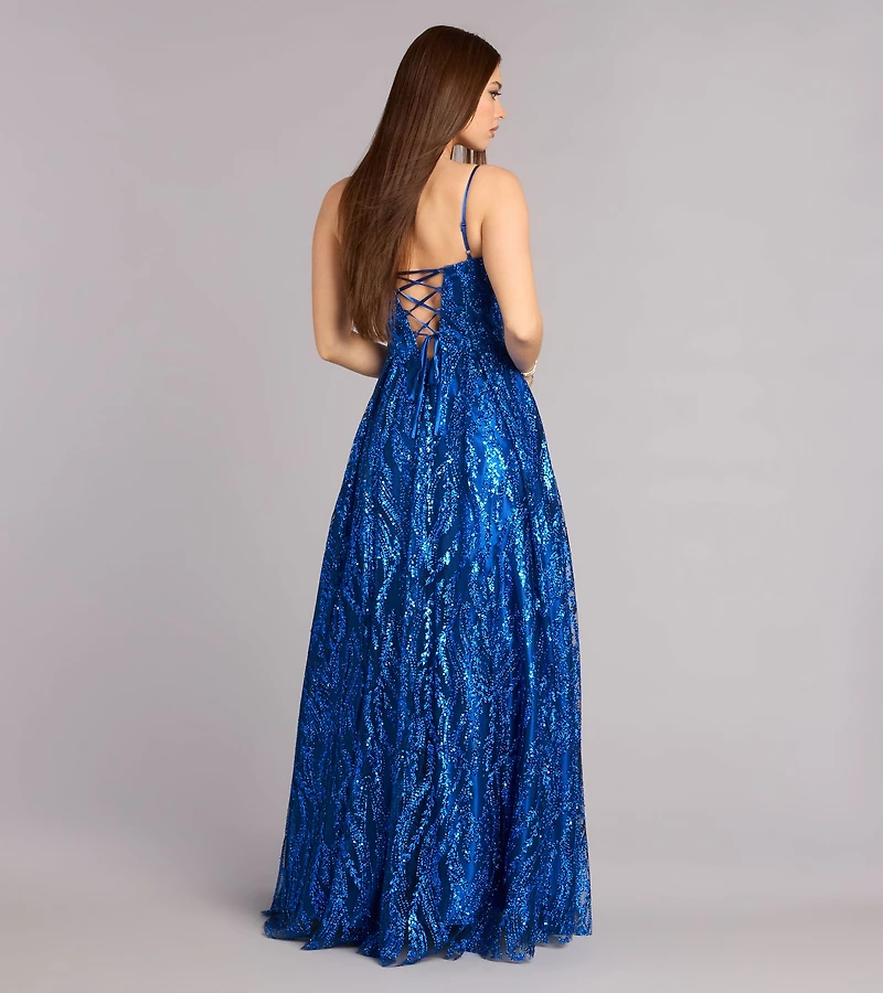 Ivy Glitter Sequin Lace-Up Ball Gown