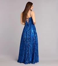Ivy Glitter Sequin Lace-Up Ball Gown