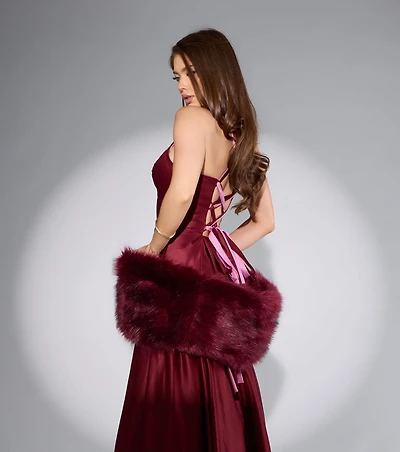 Stacy Satin Contrast Lace-Up Ball Gown