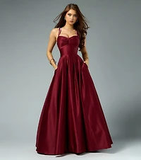 Stacy Satin Contrast Lace-Up Ball Gown