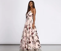 Mariah Floral Foil Print Ball Gown