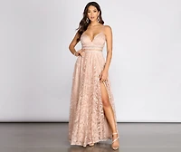 Dacia Embroidery Mesh Rhinestone Ball Gown
