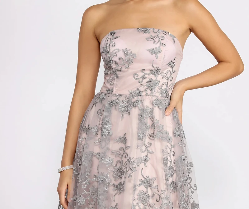 Sinclair Embroidered Strapless Ball Gown