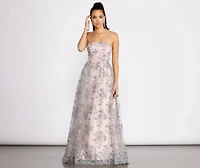 Sinclair Embroidered Strapless Ball Gown