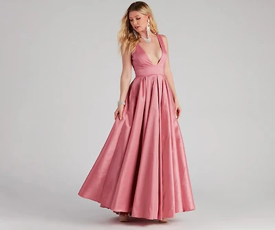 Angelita Taffeta Deep V Ball Gown