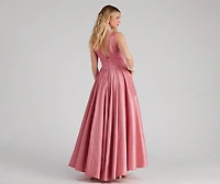 Angelita Taffeta Deep V Ball Gown