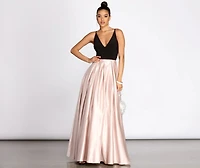 Alex Pleated Satin Ball Gown