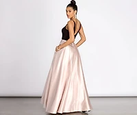 Alex Pleated Satin Ball Gown