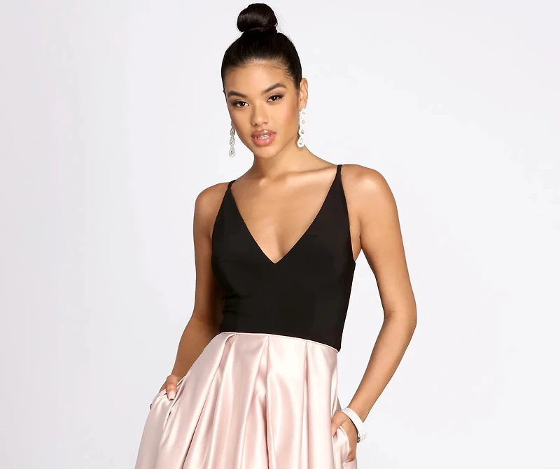Alex Pleated Satin Ball Gown