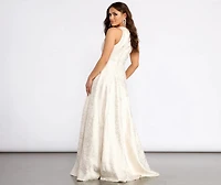 Gisella Brocade High Neck Ball Gown
