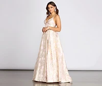 Jessica Brocade Floral Ball Gown
