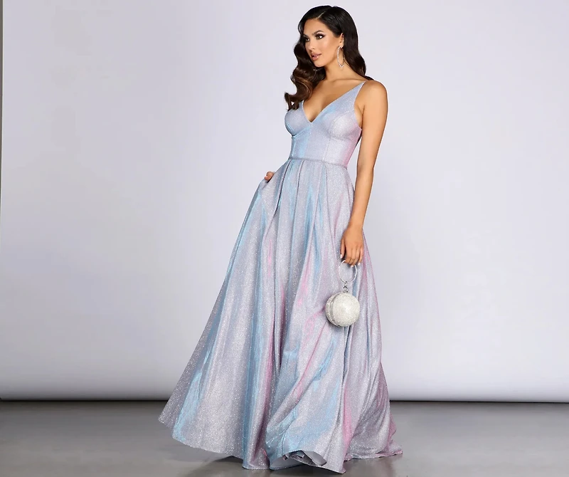 Jules Sleeveless Glitter Ball Gown