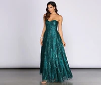 Rae Strapless Glitter Ball Gown
