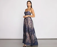 Emersyn Floral Embroidered Pleated Ball Gown