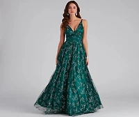 Kristin Formal Embroidered Glitter Ball Gown