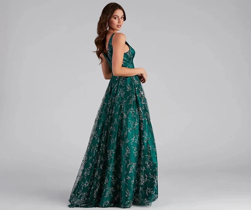 Kristin Formal Embroidered Glitter Ball Gown